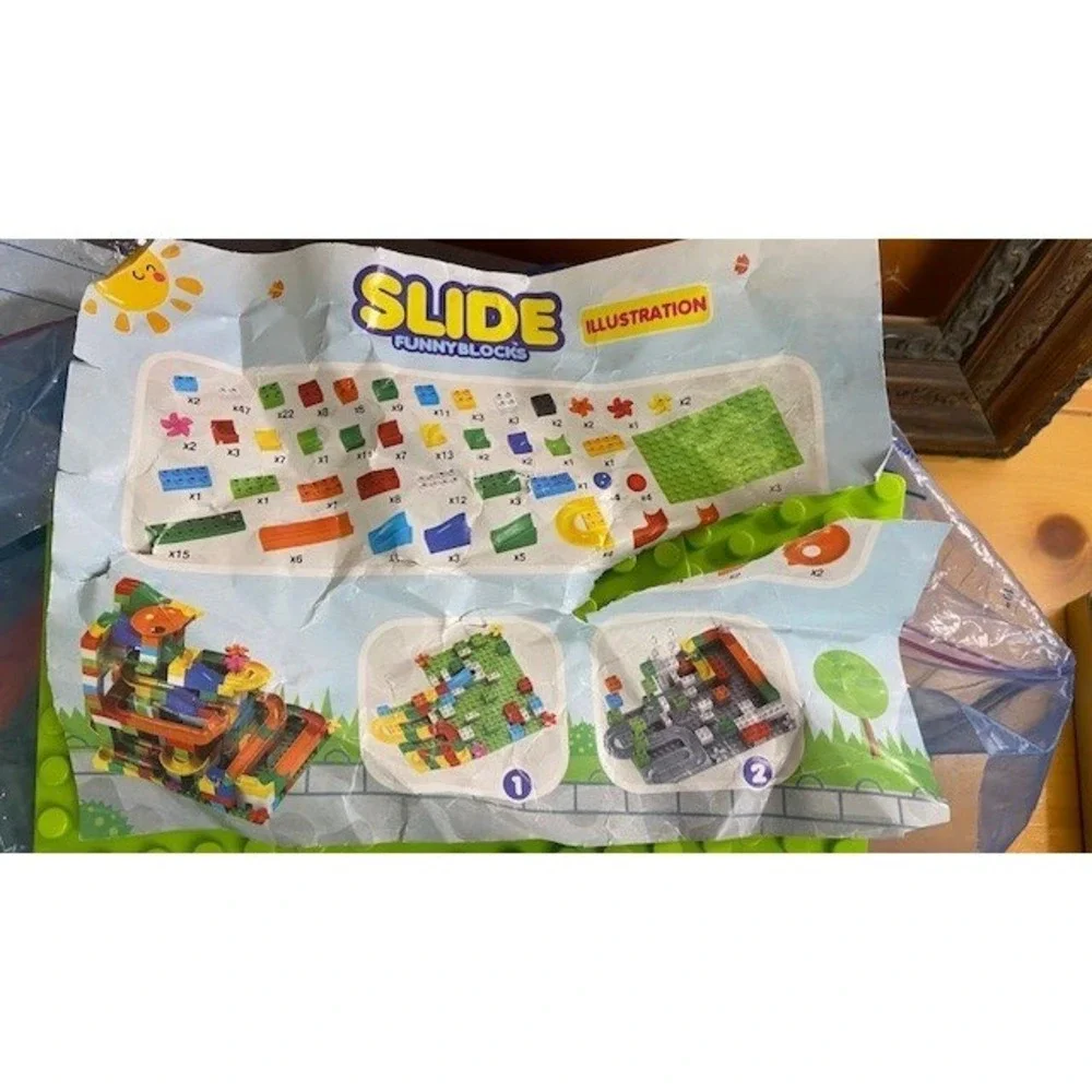 Slide Funny Blocks Marble Run Building Bricks Set with Baseplates Bulk Lot